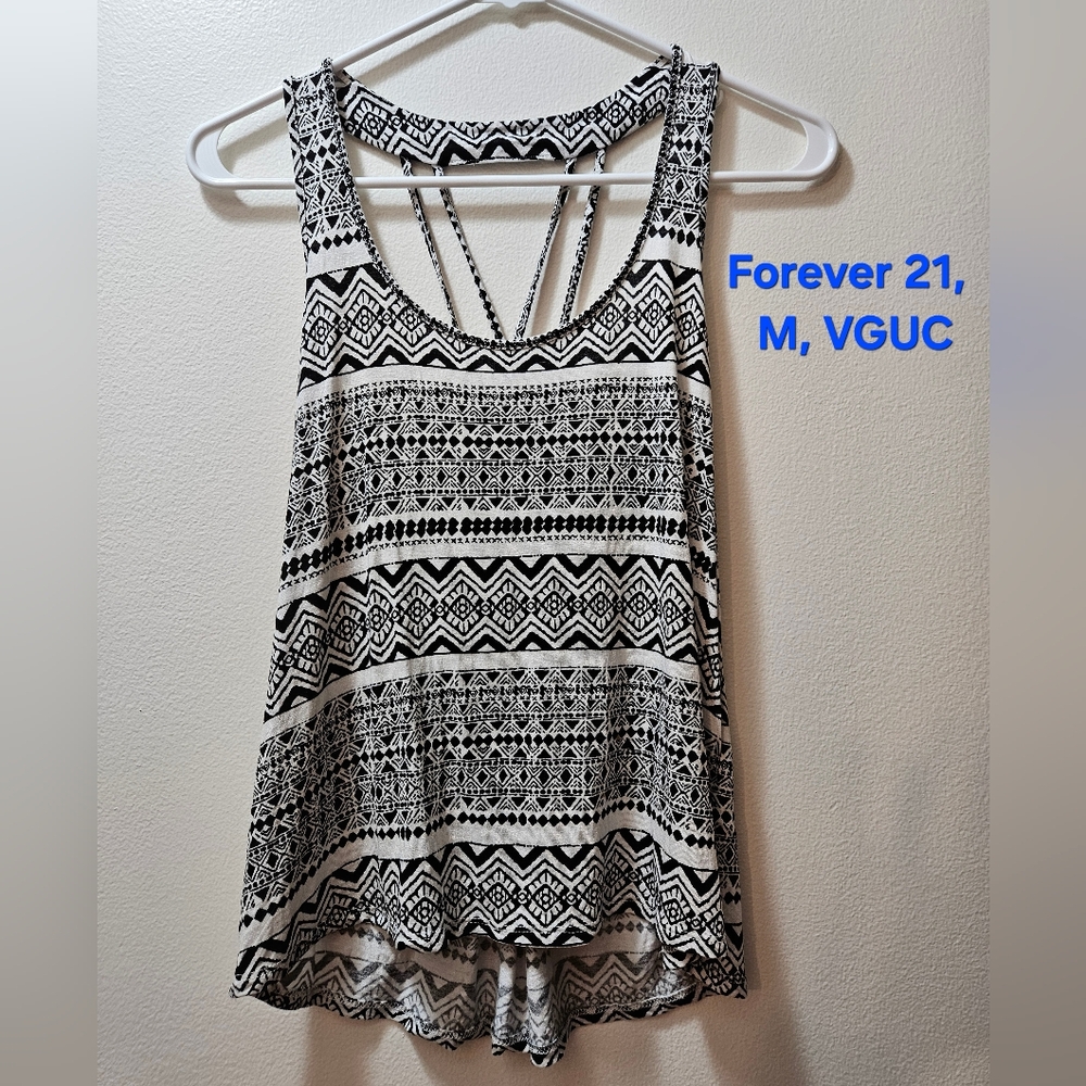 Black and White Geometric Halter Tank Top